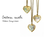 Custom Small Brass Map Heart Locket Necklace on Brass Chain