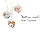 Custom Small Silver Map Heart Locket Necklace on Sterling Silver Chain