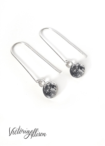 Sterling Silver Moon Earrings on Long Hooks