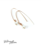 Rose Gold Earrings with White Freshwater Pearl Drop