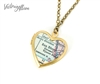 Small San Diego Map Necklace on Vintage Heart Locket - California Antique Map Jewelry