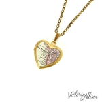 Small San Francisco Map Necklace on Vintage Heart Locket - California Antique Map Jewelry