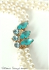 Eco Friendly Vintage Blue Rhinestone and White Pearl Double Strand Wedding Necklace