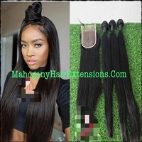 Silky Straight  HD 4x4 Lace Closure with Bundles