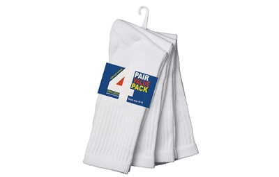 Wholesale Boy's 4 Pair Per Pack White Crew Socks (45 Packs)