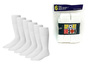 Wholesale Boy's 6 Pairs Tube Socks with Size Options (30 Packs)