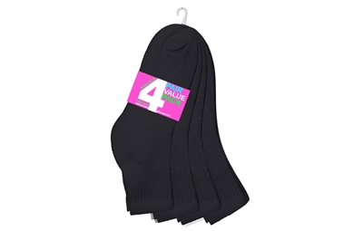 Wholesale Girl's 4 Pair Per Pack Black Ankle Socks (45 Packs)