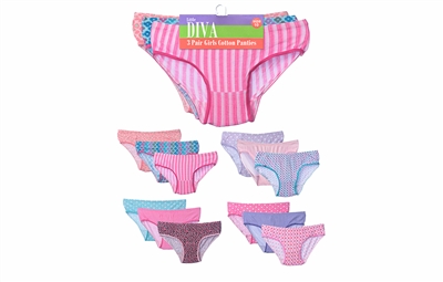 Wholesale Girls' Cotton Panties 3-Pcs per Pack (96 Packs)