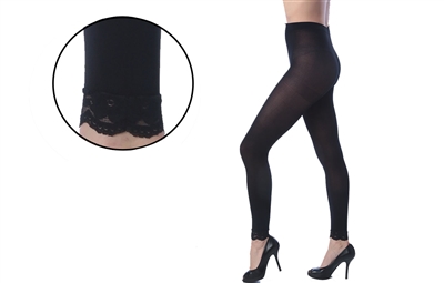 Wholesale Isadora's Women's Opaque Footless Tights With Lace Trim (120 Pcs)