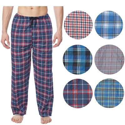 Wholesale Men's Cotton Pajama Bottoms Assorted Colors and Sizes (36 Pack)
