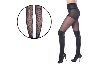 Wholesale Over The Knee Lace Back Tights One Size (36 Pcs)