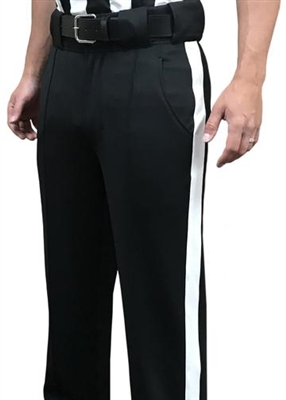 SMITTY REFEREE "TAPERED FIT 4-WAY STRETCH PANTS" WITH 1 1/4 WHITE STRIPE