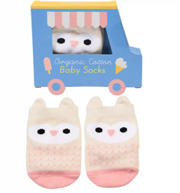 Pair Of Baby Socks - Pink Owl