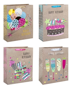 Birthday Fiesta Small Gift Bag 4 Assorted Sold In 12's