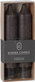 Set Of 2 Chunky Dinner Candles  - Anthracite 25cm