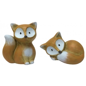 2asst Large Ceramic Foxes 12cm