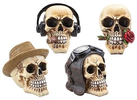 4asst Large Skull Ornaments 15cm