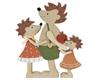 Wooden Hedgehog With 2 Children 22cm