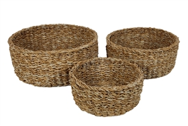 Set Of 3 Round Seagrass Nesting Baskets 30cm