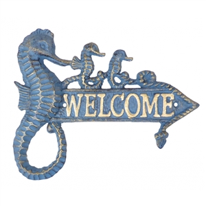 Rustic Seahorse Welcome Sign 20cm