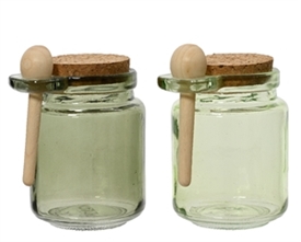 2asst Glass Jar With Spoon 10cm