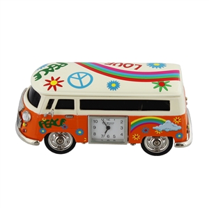 Minature Orange Camper Van Clock