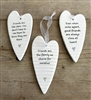 3asst Ceramic Hanging Heart Message Plaques 11.5cm - Friends