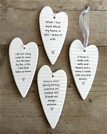(10% OFF MAY-HEM SALE) 4asst Ceramic Hanging Heart Message Plaques 11.5cm - Home