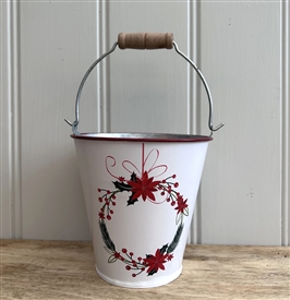 Festive Wreath Embossed Vintage Zinc Pot With Handle 13cm