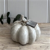 Small Ceramic Pumpkin Ornament with Reactive White Glaze - 10cm