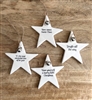 4asst Ceramic Star Plaque Hangers with Silver Bell 8cm