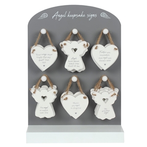 Angel And Hearts Mini Signs 7cm 6 Assorted