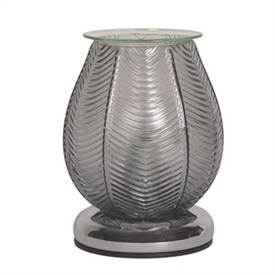 40W Ribbed Glass Electric Aroma Lamp - Grey Lustre 16cm
