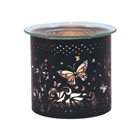 Black And Silver Candle Holder / Oil Burner - Butterfly