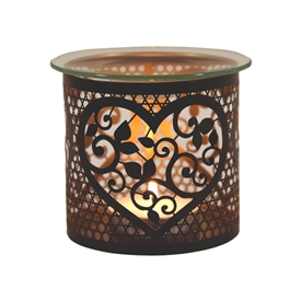 Black And Gold Candle Holder / Oil Burner - Heart