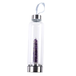 Reusable Crystal Water Bottle with Amethyst Tower