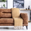 070516 Recycled Cotton Casablanca Throw / Picnic Blanket - Ochre 152cm
