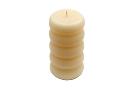 Ribbed Cream Pillar Candle 11cm