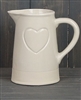 Cream Round Ceramic Heart Jug 15cm