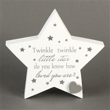 Twinkle Twinkle MDF Star Mantel Plaque 13.5cm