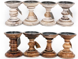 8asst Wooden Candlestick - 13x10