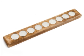 Long Mango Wood 9 Tealight Holder 45cm