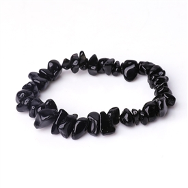 Crystal Stone Chip Bracelet - Obsidian