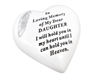 White Remembrance Heart With Silver Feather - Daughter 15cm