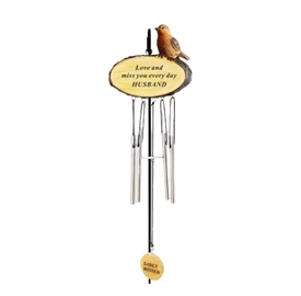 Remembrance Robin Windchime - Husband 10cm