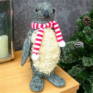 Grey Brushwood Christmas Penguin Decoration 36cm