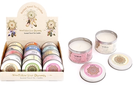Assorted Scented Tin Candles in CDU SOLD IN 12s