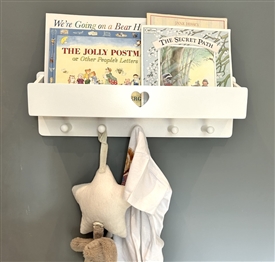 (20% OFF MAY-HEM SALE) White Wooden Wall Shelf with Hooks48cm