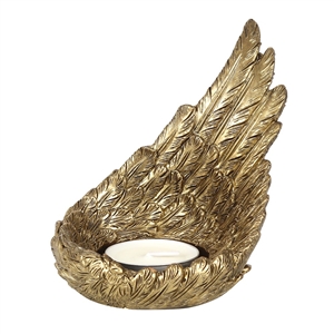 Gold Raised Angel Wing Candle Holder 23cm