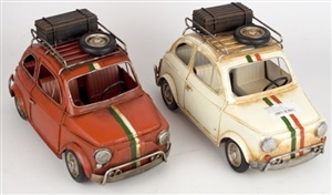 2asst Tin Fiat 500 Ornament  31cm